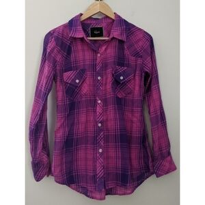 Rails Purple Pink Plaid Button Down Shirt Size XS